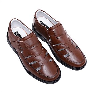Sandália Masculina Couro Legítimo Comfort Shoes - 6070 Café