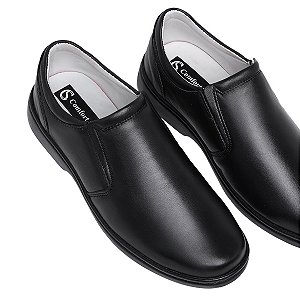 Sapato Social Couro Legítimo Comfort Shoes - 6050 Preto