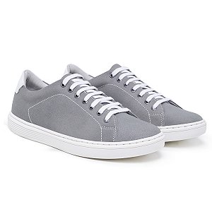 Tênis Casual Masculino De Couro Legitimo Comfort Shoes - 4051 Cinza