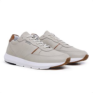 Tênis Casual Masculino De Couro Legitimo Comfort Shoes - 4502 Gelo