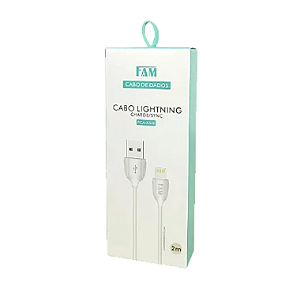 Cabo USB FAM 200cm 2.1A para Iphone Branco - 2M