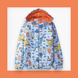 Conjunto corta vento - Dino Laranja (Tam 6)