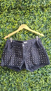 SHORT PRETO BORDADO AREBITES PRATA   HILL STCRE   40
