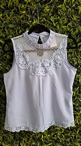 BLUSA CREPE BORDADA  LAVANDA    M/ G
