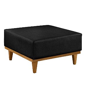 Puff Luxo Corino Retangular Base Mesa Madeira Lar & Estilo