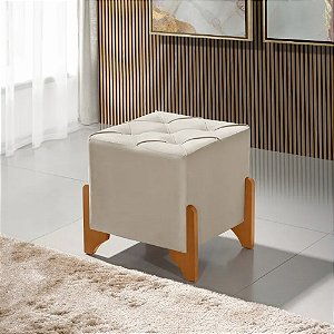 Puff Kansas Veludo Areia Quadrado Decoração