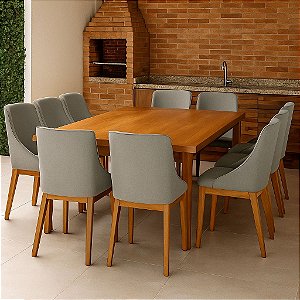 Cadeira Elisa em Linho Base Madeira Luxo Sala de Jantar Alto Padrão