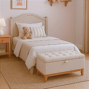 Recamier Paris Linho 80cm Luxo Baú Base em Madeira - Kazza Shop