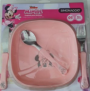 Kit Pratinho Minnie 5 Peças Kids Conjunto Refeição Bebê - Kazza Shop