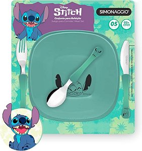 Kit Pratinho Stitch 5 Peças Kids Conjunto Refeição Bebê - Kazza Shop