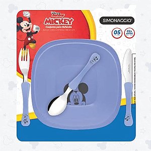 Kit Pratinho Mickey 5 Peças Kids Conjunto Refeição Bebê - Kazza Shop