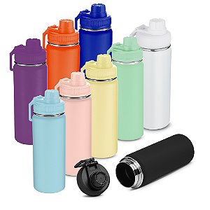 Garrafa térmica com mosquetão 570ml personalizada a laser