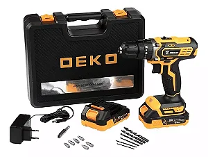 Furadeira parafusadeira sem fio Deko DEKO + 2 baterías de 1.5Ah com maleta de transporte