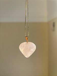 Pingente Coração De Quartzo Rosa – Amor Próprio, Gratidão e Relacionamento