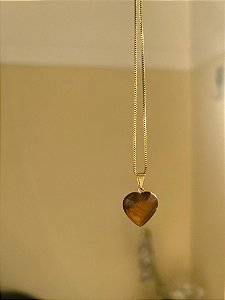 Pingente Coração De Olho de Tigre P – Autoconfiança, Contra mau-olhado e Inveja, Coragem e Foco