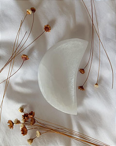 Bowl Meia Lua de Selenita - Limpeza Energética, Purificação, Proteção