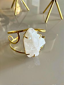 Bracelete de Drusa de Cristal banho dourado - Energia Pura, Amplificação, Clareza e Proteção