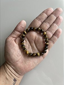 Pulseira esfera 8mm Olho de Tigre – Proteção, Coragem, Foco e Poder Pessoal