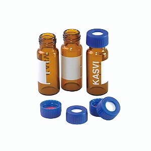 KIT VIAL P/ CROMATOGRAFIA 1,5ML AMBAR C/TAMPA P.C - CX/100 - KASVI