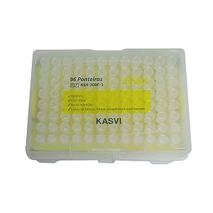 PONTEIRA DESC. PP 300UL C/FILTRO LIVRE DNASE RNASE E PIROGENICO - RACK/96 - KASVI