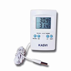 TERMOMETRO DE TEMPERATURA MAXIMA E MINIMA (IN/OUT) - KASVI