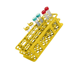 ESTANTE AMARELA PP 40 TUBOS DE ENSAIO 21MM - FIRSTLAB