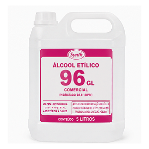 PF ALCOOL ETILICO 96 GL COMERCIAL (HIDRATADO 93,8 INPM) - FR/5L- SYNTH