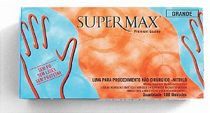 LUVA NITRILICA S/TALCO G AZUL - CX/100 - SUPERMAX