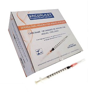 SERINGA 1ML 100CC RES. ZERO C/AG REMOVIVEL 29G 13X033 - CX/100 - VACUPLAST