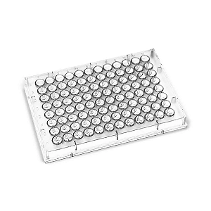 PLACA 96 POÇOS EM PS CRISTAL FUNDO PLANO ESTERIL EMB. IND. - PCT/50