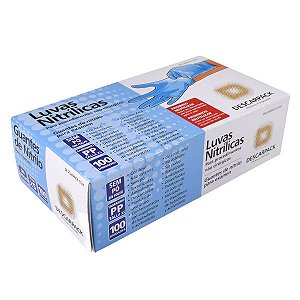 LUVA NITRILICA S/ TALCO AZUL PP – CX/100 - DESCARPACK
