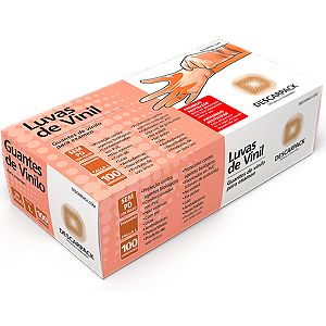 LUVA VINIL S/PO M - CX/100 - DESCARPACK