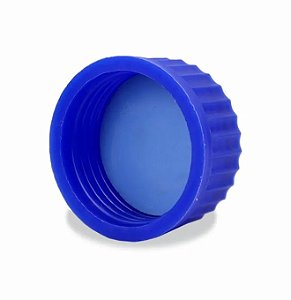 TAMPA DE ROSCA EM PP 140 GRAUS COM SEPTO DE SILICONE AZUL GL 45 - LABORGLAS