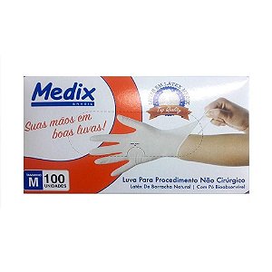 LUVA LATEX S/PO TAM. M - CX/100 - MEDIX