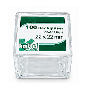 LAMINULA QUADRADA 22X22MM VIDRO BOROSILICATO DE 0,13-0,17MM - CX/100 - KNITTEL