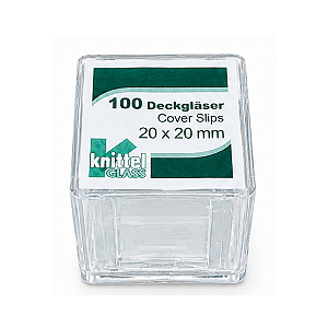 LAMINULA QUADRADA 20X20MM VIDRO BOROSILICATO DE 0,13-0,17MM - CX/100 - KNITTEL