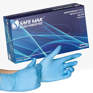 LUVA NITRILICA SAFEMAX SEM PO AZUL XP - CX/100 - SUPERMAX