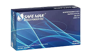 LUVA NITRILICA SAFEMAX SEM PO AZUL G - CX/100 - SUPERMAX