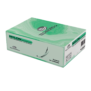 FIO SUTURA NYLON 4-0 45CM C/AG 2CM 3/8 - CX/24 - TECHNOFIO