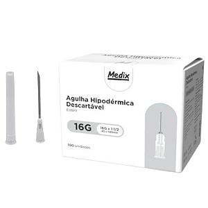 AGULHA 16GX1 1/2 40X1,60MM HIPODERMICA DESCARTAVEL - CX/100 - MEDIX