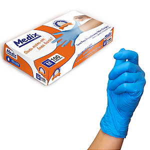 LUVA NITRILICA S/PO AZUL - M - CX/100 - MEDIX