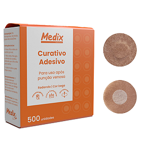 CURATIVO ADESIVO REDONDO BEGE  CX/500 - MEDIX