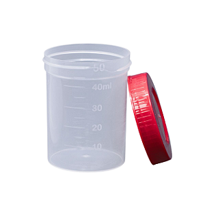 COLETOR 50ML S/ PA ESTERIL INDIVIDUAL TRANSLUCIDO TAMPA VERMELHA - PCT/1000