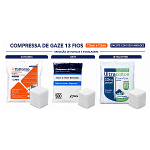 COMPRESSA DE GAZE 13 FIOS 7,5X7,5CM - PCT/500