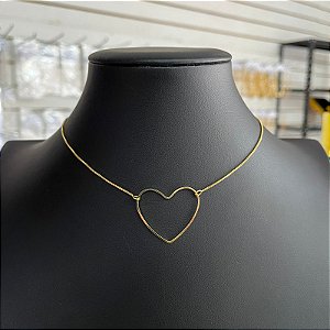 Colar Choker Coração G Dourado