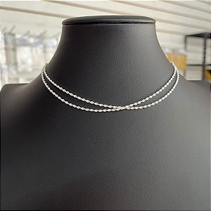 Colar Choker Duplo Torcido Prata