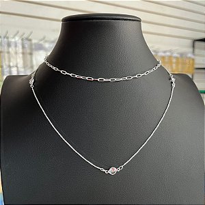 Colar Choker Corrente Duplo Prata
