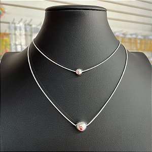 Colar Choker Duplo Bolinhas Prata
