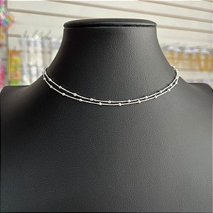 Colar Choker Duplo Bolinhas Prata