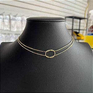 Colar Choker Nó Liso Dourado